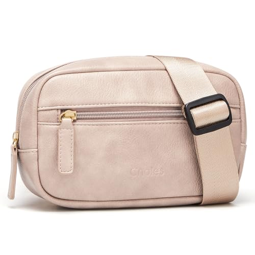 Cnoles Gürteltasche aus Leder für Damen und Herren, trendige Gürteltasche mit verstellbaren Riemen für Laufen, Wandern, Reisen, Workout, Gemischtes Grau-0110o, 22cmX5cmX13cm, Casual von Cnoles