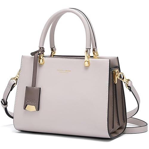 Cnoles Handtaschen für Damen, große Kapazität, Schultertasche, Damen-Handtasche mit Griff, Hellgrau, 24 * 11.7 * 18cm von Cnoles