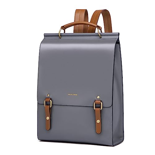 Cnolés Business Rucksack Damen Leder Eleganter Daypack Wasserdicht Damen Rucksackhandtaschen Rücksacken für Damen Diebstahlsicherer Lederrucksack Damen Laptop Cityrucksack von Cnoles