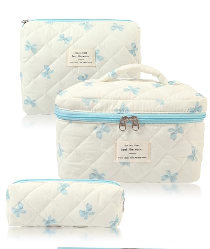 3 StüCk Kosmetiktasche Set, Reise Blumen Muster Schminktasche Hohe KapazitäT Make Up Tasche Aesthetic Tragbar Kosmetik Tasche Mit ReißVerschluss FüR Frauen MäDchen von CnosDB