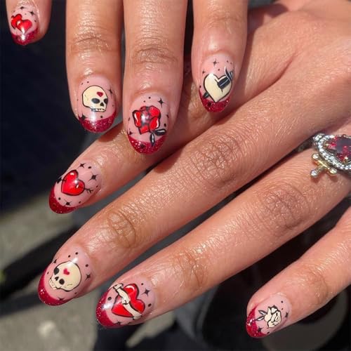 24 Stück Valentinstag Nägel zum Aufkleben Französische Spitze falsche Nägel Herz Blume Drücken Sie auf Nägel Maniküre Zubehör für Frauen 24 Stück Valentinstag Nägel zum Aufkleben Französische Spitze falsche Nägel Herz Blume Drücken Sie auf Nägel Maniküre Zubehör für Frauen von Cnrfeoap