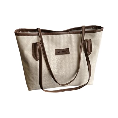 Cnrfeoap Übergroße Hahnentritt-Handtasche für die Arbeit Damen wasserdichte Schulter für Laptop U-Materialien Handtasche Damen Büro Hand mit abnehmbarem Charme, Kaffeebraun, Einheitsgröße von Cnrfeoap