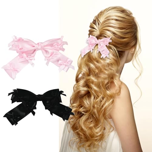 Haarspange, Schleife, Balletcore, süße Schleifen, flache Haarspange, Balletcore-Haarnadel, Schleifen, elegante Haarspange für Bündel von Cnrfeoap