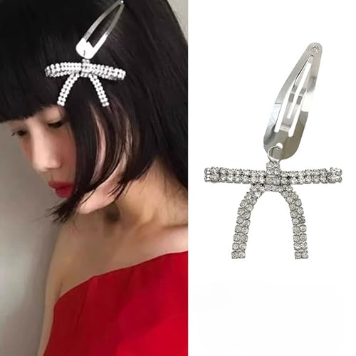 Haarspange mit Fransen und Fliege, Strass, Haarspangen, Seitenclip, 2000er Jahre, Mädchen, Haarnadel, weibliches Haarstyling-Werkzeug, Seitennadel von Cnrfeoap