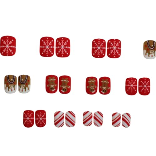Holiday Manicure Press On Nails Short Square Stick On Nails Cartoon Snowman And Snowflakes Manicure For Christmas Party von Cnrfeoap