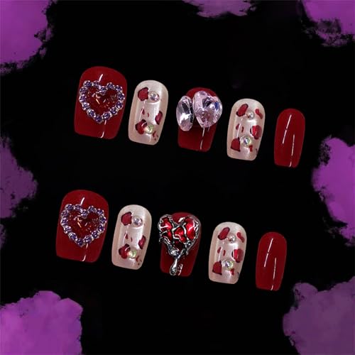 Künstliche Nägel zum Aufdrücken von Katzenaugen, Rötungen, künstliche Acrylnägel, zum Aufkleben auf Nägel, für Frauen und Mädchen, 10 Stück von Cnrfeoap