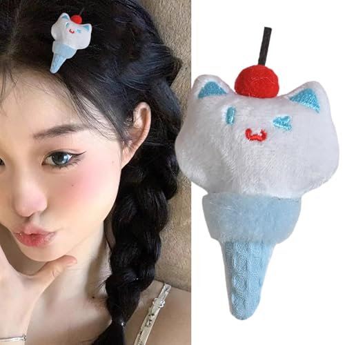 Modische Eiscreme-Haarspange, Plüsch-Haarnadel, Cartoon-Hari-Clip, Kopfbedeckung für den täglichen Gebrauch, Party, Cosplay von Cnrfeoap