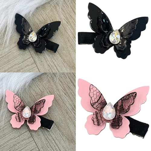 Schmetterlings-Haarspangen für Pony, modisch, schwarz, kleine Haarspangen, praktisches Harz-Zubehör für Damen Schmetterlings-Haarspangen für Pony, modisch, schwarz, kleine Haarspangen, praktisches Harz-Zubehör für Damen von Cnrfeoap