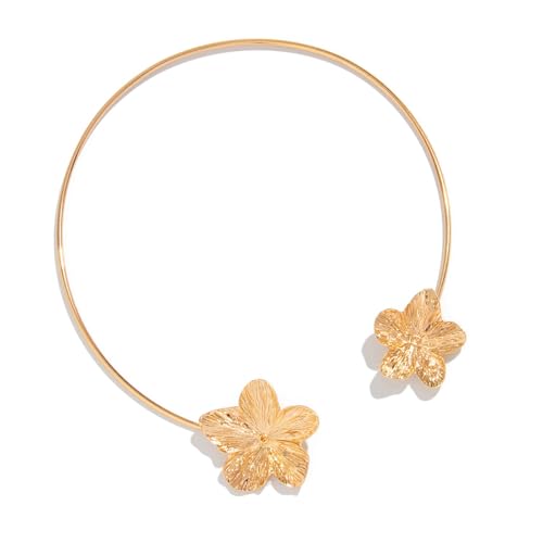 Stapelbare Halskette mit verstellbarem Blumen-Manschetten-Design, Strandschmuck, stilvolle Choker-Verzierung für Damen, Einheitsgröße, Wie beschrieben, Wie beschrieben von Cnrfeoap