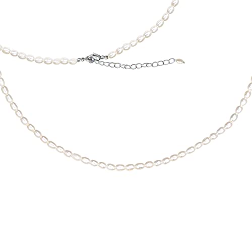 Co Co Lotus Perlen-Choker-Halskette für Damen, handgefertigt mit winzigen weißen Süßwasserperlen und silberfarbenen Verschlüssen und verstellbarer Kette, 35,6 cm, niedlicher, trendiger Perlenschmuck von Co Co Lotus
