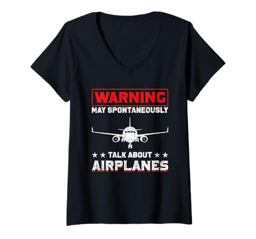 Damen Flugzeug Pilot Geschenk Lustiges Piloten T-Shirt mit V-Ausschnitt Damen Flugzeug Pilot Geschenk Lustiges Piloten T-Shirt mit V-Ausschnitt von Co-Pilot Flugzeug Stewardess Pilot