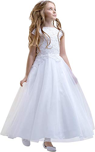 CoCogirls Madchen Kommunionkleid Kleid Erste Kommunion Kommunionskleid (Weiß, ca.Alter10) von CoCogirls