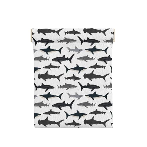 Münzgeldbörse Die Schöne innerhalb des Biests, Leder, zum Drücken, Münzgeldbörse, Mini-Tasche, Wechselgeldbörse, Geschenk für Frauen, Kinder, Mädchen, Schlüsselhalter, Sharks Nautical Boys, von CoGnoo