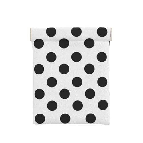 Münzgeldbörse aus Leder, Mini-Beutel, Kleingeld, Geldbörse, Tasche, Geschenke für Frauen, Kinder, Mädchen, Schlüsselhalter, Polka Dot Schwarz Weiß, Einheitsgröße, Niedlich von CoGnoo