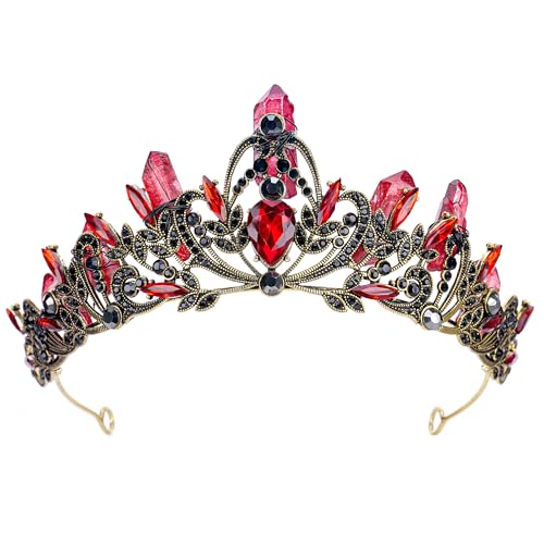CoTeeZa Gothic Quarz Feenkrone Vintage roh Kristall Strass Krone für Frauen Renaissance Halloween, 1 Count (Pack of 1), Metall von CoTeeZa