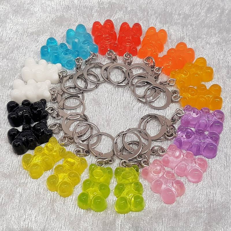 Gummibärchen Ohrringe, Kunstharz, Epoxidharz, Edelstahl Gummibärchen Ohrringe, Kunstharz, Epoxidharz, Edelstahl von CoWoWeiSchmuck
