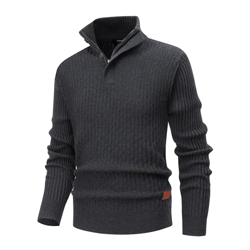 CoXuantion Herren 1/4 Zip Pullover Strickpullover Feinstrick Stehkragen Warme Pullover Sweater Winterpullover Langarm Weiche Sweatjacke Arbeitspullover M,Grau CoXuantion Herren 1/4 Zip Pullover Strickpullover Feinstrick Stehkragen Warme Pullover Sweater Winterpullover Langarm Weiche Sweatjacke Arbeitspullover M,Grau von CoXuantion
