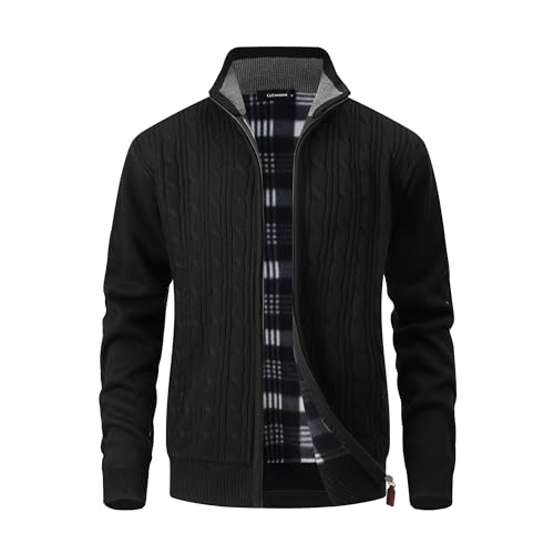 CoXuantion Herren Rippenstrick Strickjacke Stehkragen Fleecejacke Winter Warm Strickjacke Langarm Strickpullover Cardigan Full Zip Grobstrickjacke mit Taschen M,Schwarz CoXuantion Herren Rippenstrick Strickjacke Stehkragen Fleecejacke Winter Warm Strickjacke Langarm Strickpullover Cardigan Full Zip Grobstrickjacke mit Taschen M,Schwarz von CoXuantion