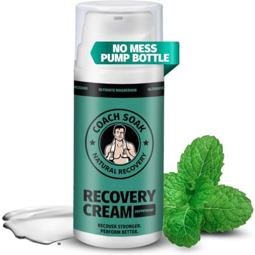 Coach Soak Recovery Cream, Magnesium Lotion mit MSM für Männer, Frauen und Sportler, Recovery Massagelotion mit Entspannungsvorteilen - Magnesiumchlorid und ätherische Öle, kühlendes Menthol 100ml Coach Soak Recovery Cream, Magnesium Lotion mit MSM für Männer, Frauen und Sportler, Recovery Massagelotion mit Entspannungsvorteilen - Magnesiumchlorid und ätherische Öle, kühlendes Menthol 100ml von Coach Soak