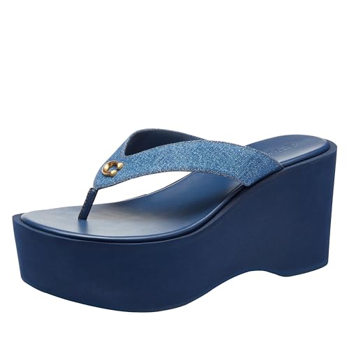 Coach Damen Denim Sculpted C Plateau Flip Flop, Tiefes Blau, 38.5 EU von Coach