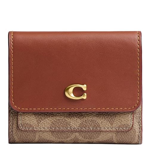 Coach Damen Mila Small Flap Wallet in Signature Canvas Accessory-Travel, B4/Tan Caramel, Einheitsgröße, B4/Tan Caramel, Einheitsgröße von Coach