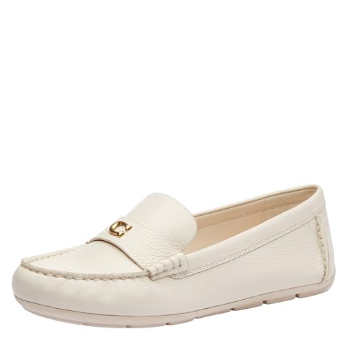 Coach Damen Sculpted C Leather Driver Loafer, Kreide, 37.5 EU von Coach