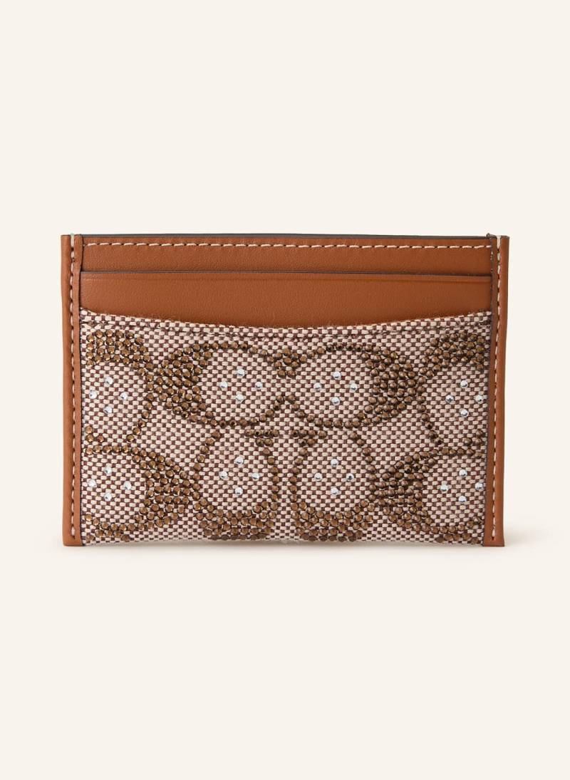 Coach Kartenetui Crystal Signature Mit Schmucksteinen beige von Coach