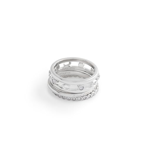 Coach Offenes Ring-Set für Damen mit charakteristischem C-Design, 7, Messing Glas, Kein Edelstein von Coach