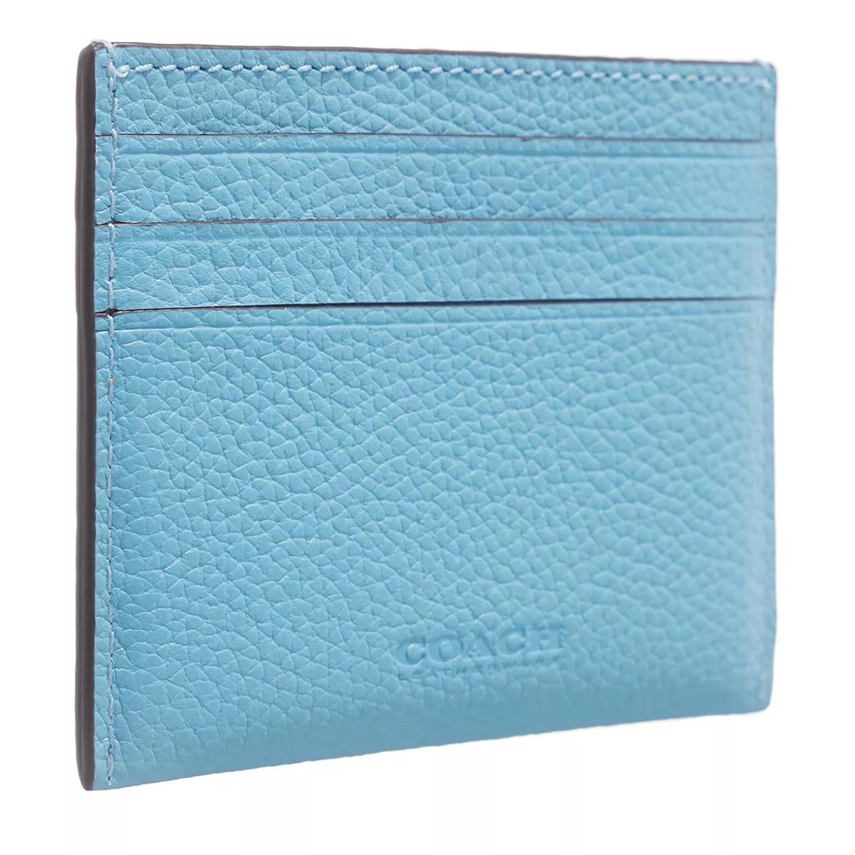 Coach Portemonnaies - Flat Card Case In Pebble Leather With Sculpted C H - Gr. unisize - in Blau - für Damen von Coach