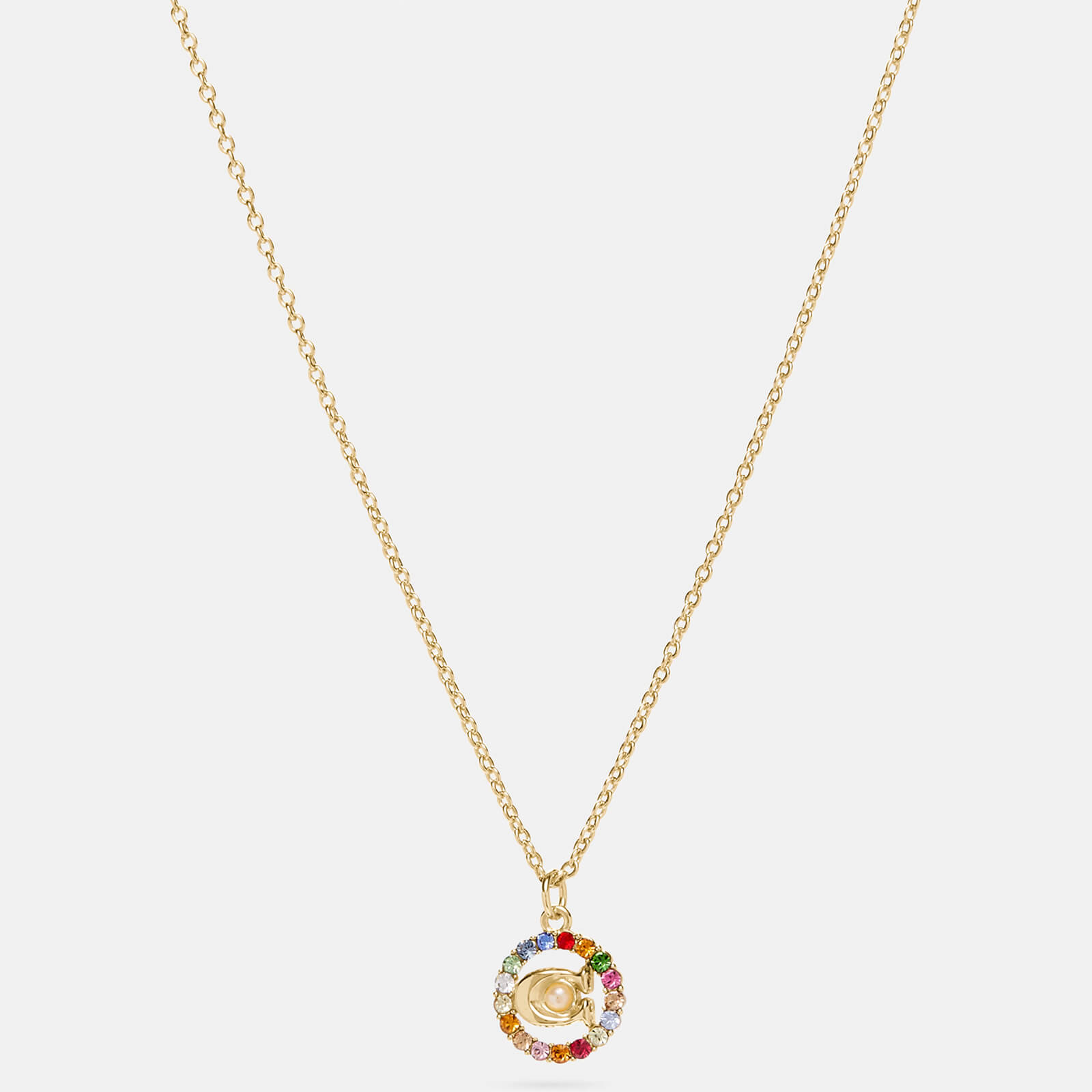 Coach Women's C Multi Crystal Necklace - Gold/Multicolour von Coach