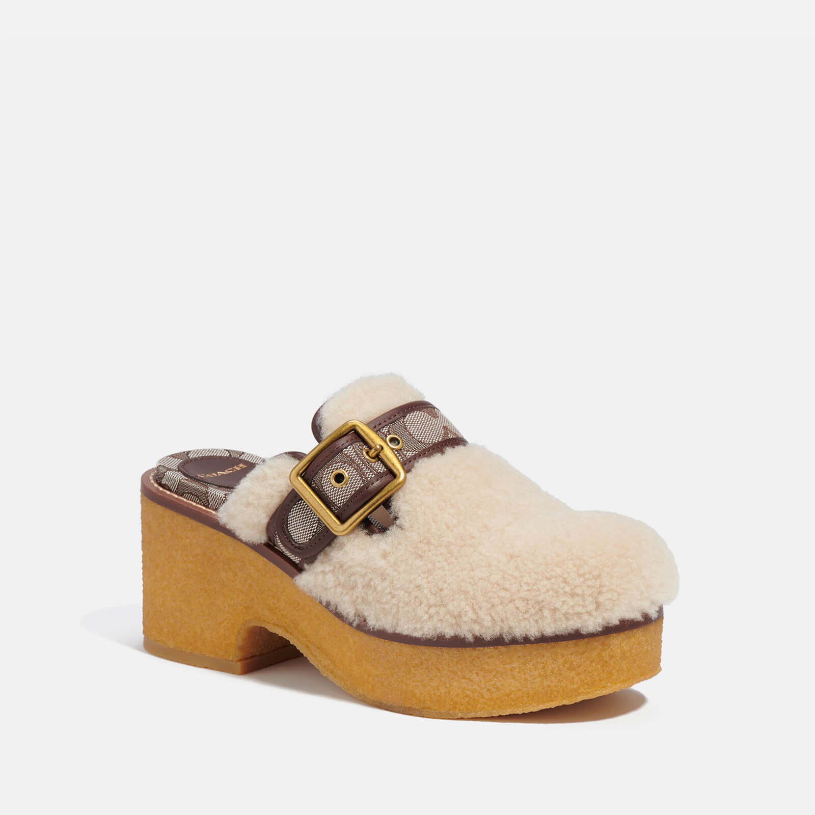 Coach Dylan Shearling, Jacquard and Leather Clogs - UK 3 von Coach