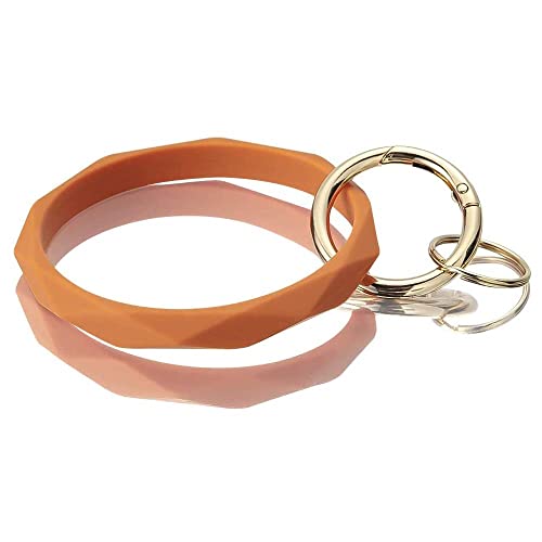 Armband Schlüsselanhänger Silikon Schlüsselanhänger Handgelenk Schlüsselanhänger Halter Armreif Schlüsselanhänger Ring für Frauen Damen Mädchen Modeschmuck, Orange, 42 von Coagurmes