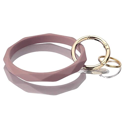 Armband Schlüsselanhänger Silikon Schlüsselanhänger Handgelenk Schlüsselanhänger Halter Armreif Schlüsselanhänger Ring für Frauen Damen Mädchen Modeschmuck, hellrosa, 42 von Coagurmes