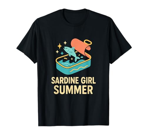 Sardine Girl Summer Sea Süßes Küstennästliches Zinnentrend T-Shirt von Coastal Cravings Sardine Chic for Playful Foodies