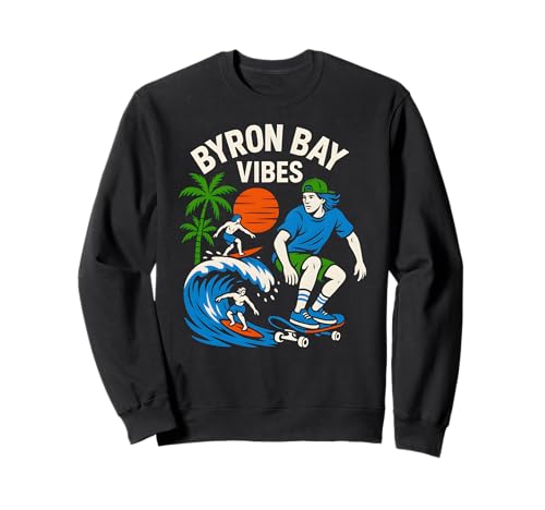 Byron Bay Surfer Byron Bay Vibes Vintage Herren Surfs Up Sweatshirt von Coastal Living Byron Bay Surfs Up Beachy Vibes