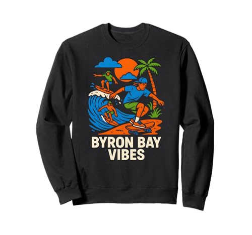 Byron Bay Surfer Byron Bay Vibes Vintage Herren Surfs Up Sweatshirt Byron Bay Surfer Byron Bay Vibes Vintage Herren Surfs Up Sweatshirt von Coastal Living Byron Bay Surfs Up Beachy Vibes