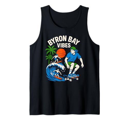 Byron Bay Surfer Byron Bay Vibes Vintage Herren Surfs Up Tank Top von Coastal Living Byron Bay Surfs Up Beachy Vibes
