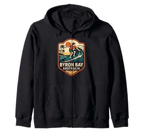 Surfer Byron Bay Australia Retro Herren Surfs Up Kapuzenjacke von Coastal Living Byron Bay Surfs Up Beachy Vibes