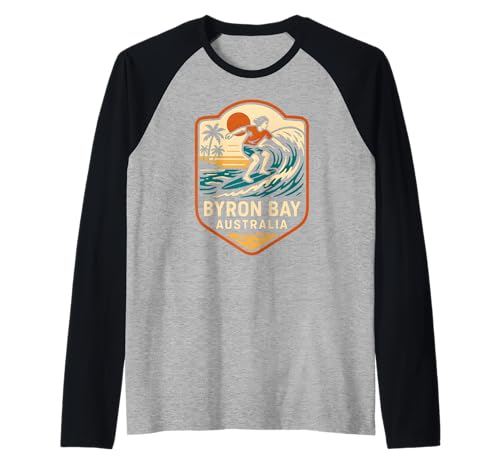 Surfer Byron Bay Australia Retro Herren Surfs Up Raglan Surfer Byron Bay Australia Retro Herren Surfs Up Raglan von Coastal Living Byron Bay Surfs Up Beachy Vibes