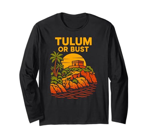 Mexiko Tulum oder Büste Vintage Damen Strand Leben Palmen Langarmshirt von Coastal Living Tulum Beach Surfs Up Skate Apparel