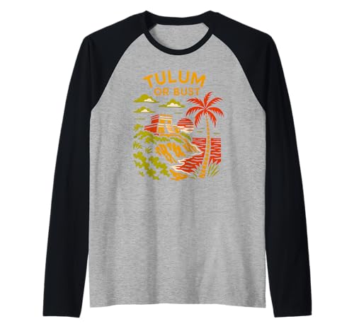 Mexiko Tulum oder Büste Vintage Damen Strand Leben Palmen Raglan von Coastal Living Tulum Beach Surfs Up Skate Apparel