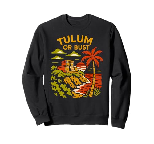 Mexiko Tulum oder Büste Vintage Damen Strand Leben Palmen Sweatshirt von Coastal Living Tulum Beach Surfs Up Skate Apparel