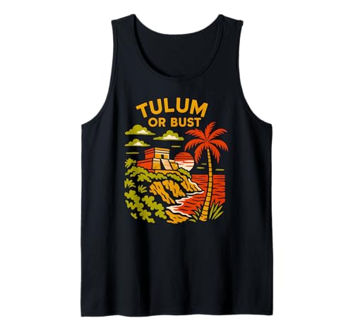 Mexiko Tulum oder Büste Vintage Damen Strand Leben Palmen Tank Top von Coastal Living Tulum Beach Surfs Up Skate Apparel