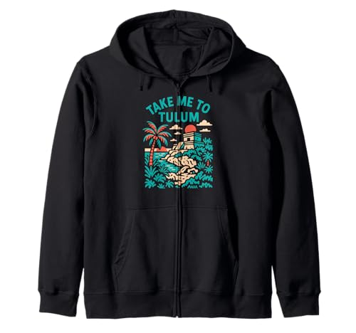 Tulum Palm Trees Take Me to Tulum Retro Damen Strandleben Kapuzenjacke Tulum Palm Trees Take Me to Tulum Retro Damen Strandleben Kapuzenjacke von Coastal Living Tulum Beach Surfs Up Skate Apparel