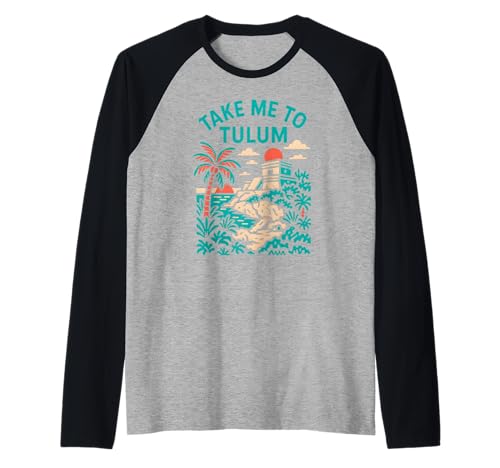 Tulum Palm Trees Take Me to Tulum Retro Damen Strandleben Raglan Tulum Palm Trees Take Me to Tulum Retro Damen Strandleben Raglan von Coastal Living Tulum Beach Surfs Up Skate Apparel
