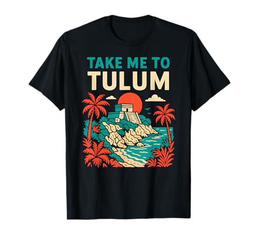 Tulum Palm Trees Take Me to Tulum Retro Damen Strandleben T-Shirt von Coastal Living Tulum Beach Surfs Up Skate Apparel