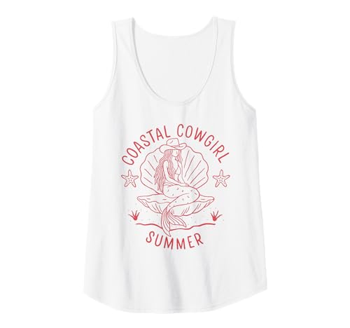 Damen Meerjungfrau Westernhut Sommer Strand Rodeo Outfit Trendy Boho Tank Top von Coastal Western Rodeo Cowgirl Shirt Company