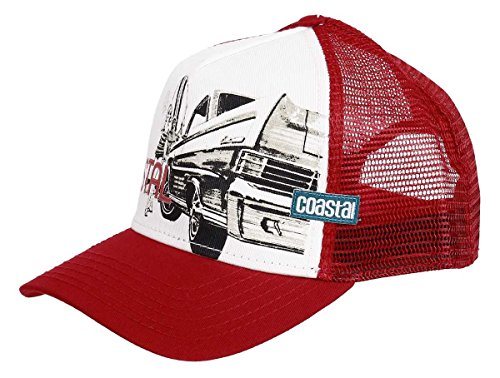 COASTAL - Surf & Cars & Chicks (deep red) - High Fitted Trucker Cap von Coastal
