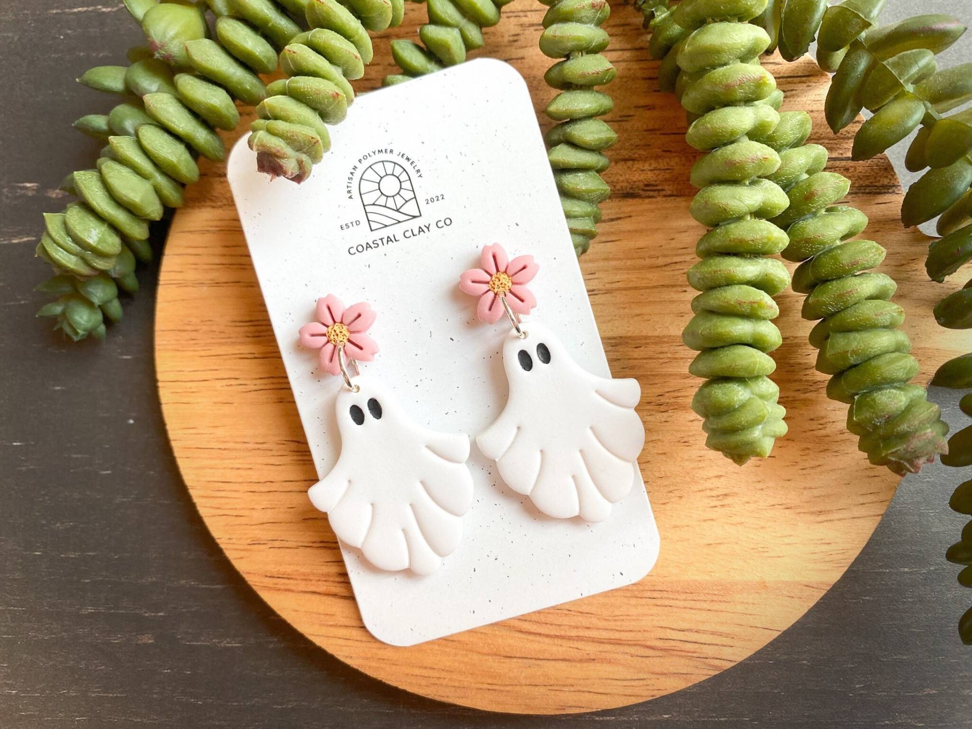 Floral Geist Halloween Ohrringe - Polymer Clay Herbst Sofort Lieferbar von CoastalClayCompany