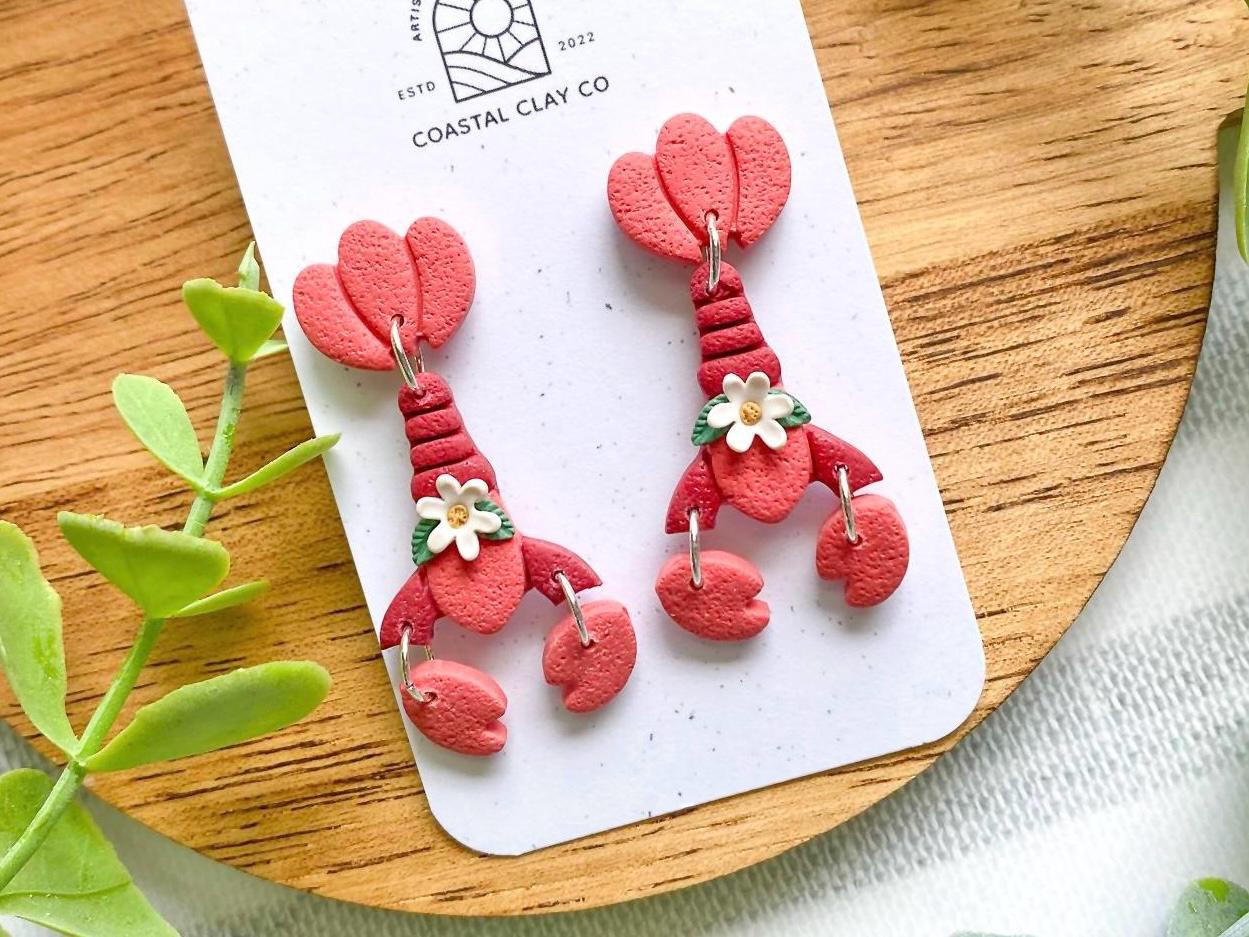 Hummer Ohrringe - Polymer Clay Sommer Strand Versandfertig von CoastalClayCompany